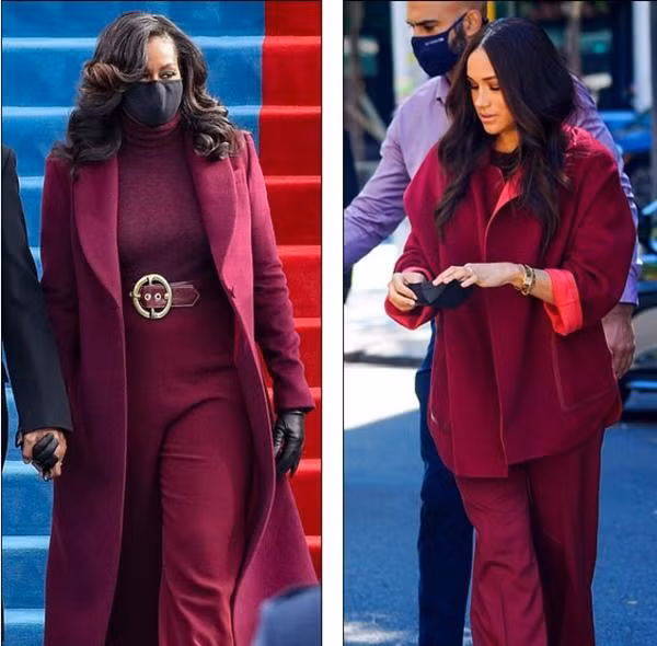 Trang phục của Meghan dường như được lấy cảm hứng từ trang phục của bà Michelle Obama. Ảnh: Getty Images; GC Images.