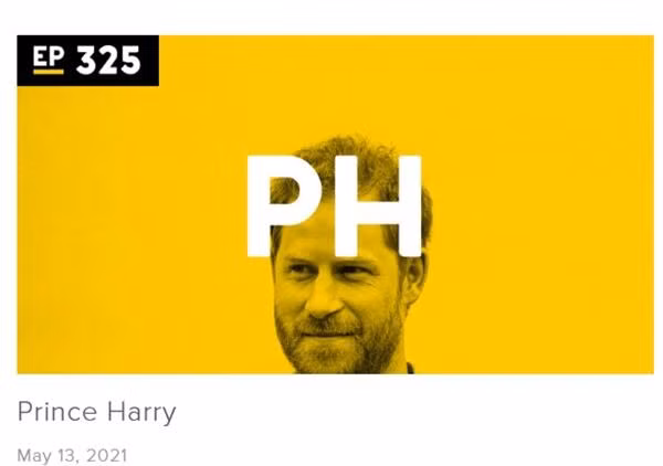 Hình giới thiệu về podcast với sự tham gia của Hoàng tử Harry. (Ảnh chụp màn hình).