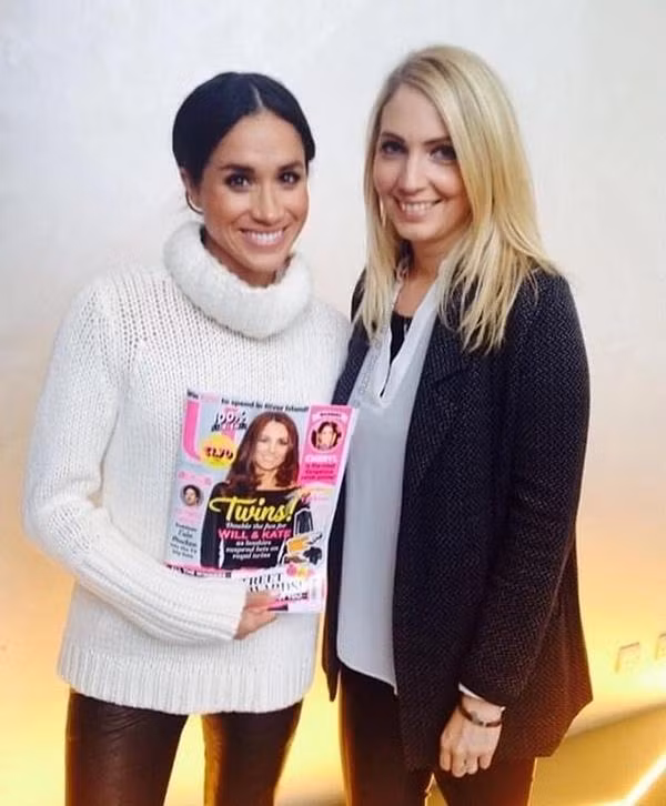 Meghan cầm tạp chí với hình bìa là Công nương Kate. Ảnh: Instagram.