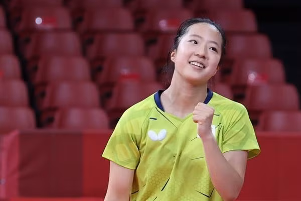 Shin Yu-bin, một VĐV bóng bàn của Hàn Quốc thi đấu tại Olympic Tokyo. Ảnh: Yonhap. Shin Yu-bin, một VĐV bóng bàn của Hàn Quốc thi đấu tại Olympic Tokyo. Ảnh: Yonhap.