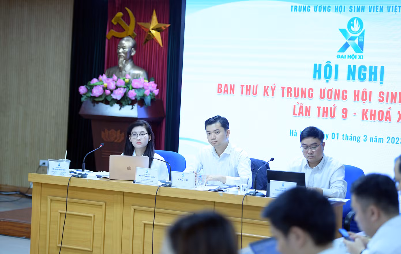 Hội nghị diễn ra dưới sự chủ trì của anh Nguyễn Minh Triết - Bí thư T.Ư Đoàn, Chủ tịch T.Ư Hội Sinh viên Việt Nam. Ảnh: DƯƠNG TRIỀU