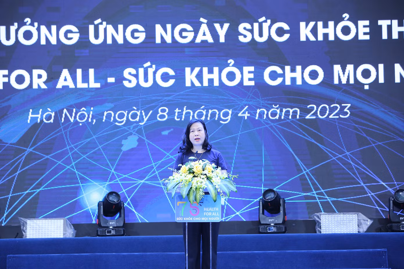Bà Đào Hồng Lan - Ủy viên T.Ư Đảng, Bộ trưởng Bộ Y tế phát biểu tại buổi lễ.