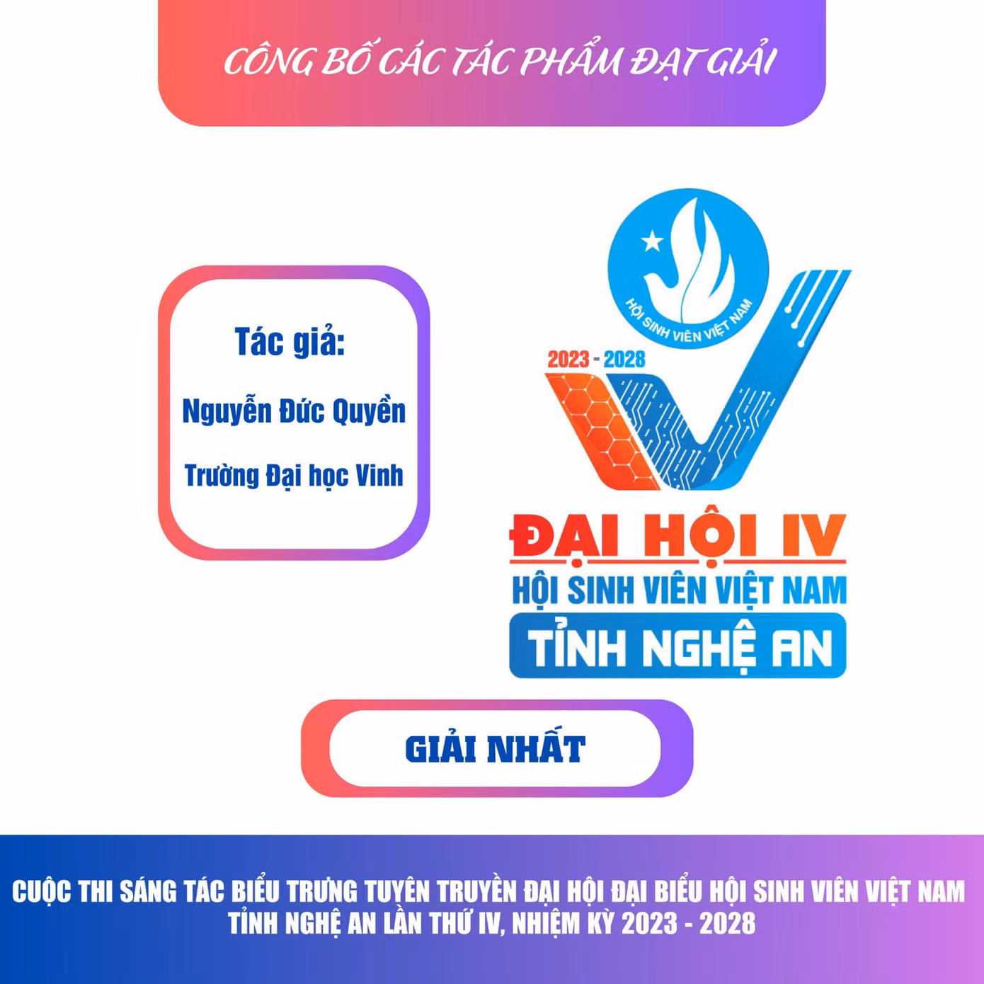 Công bố biểu trưng Đại hội Đại biểu Hội Sinh viên tỉnh Nghệ An.