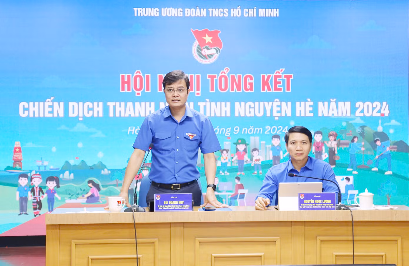 Anh Bùi Quang Huy - Ủy viên dự khuyết T.Ư Đảng, Bí thư thứ nhất T.Ư Đoàn phát biểu tại Hội nghị.