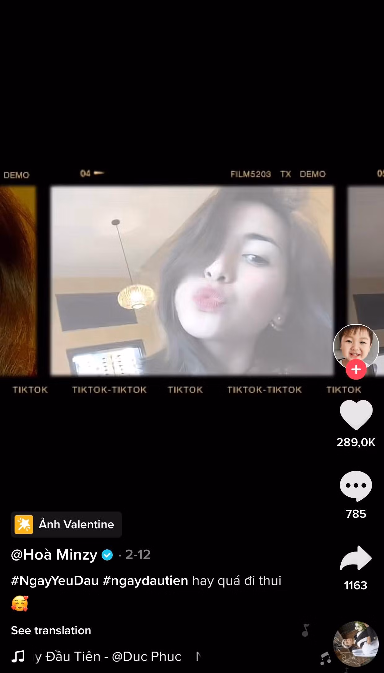 Hòa Minzy - "Chị cả" của nhà Hoa dâm bụt cũng đã bắt trend #NgayYeuDau. Nguồn: @hoaminzy_hoadambut