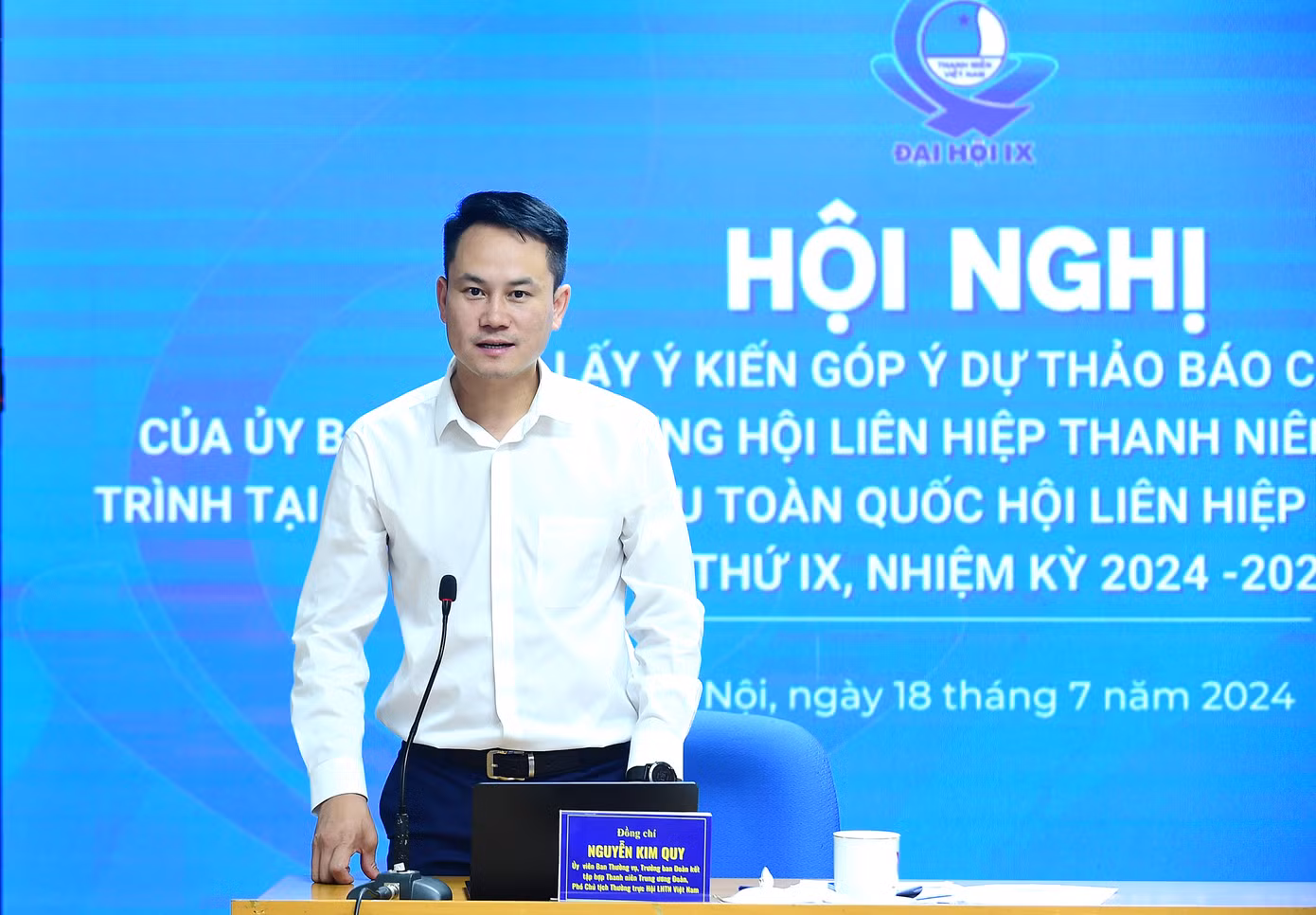 Anh Nguyễn Kim Quy phát biểu kết luận hội nghị. Ảnh: Xuân Tùng