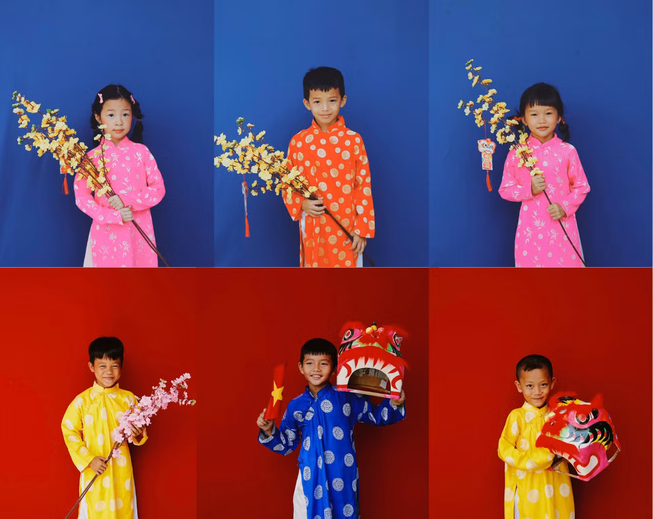 Nhóm của Sơn Đoàn còn chụp ảnh Tết cho các em nhỏ ở cồn Phó Ba (Long Xuyên, An Giang)