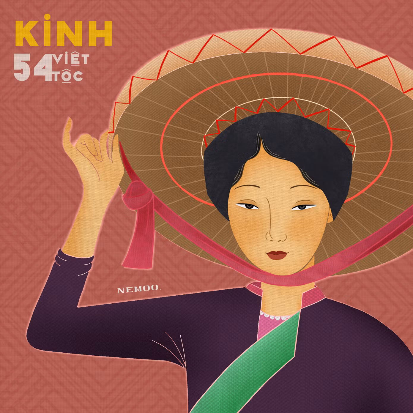 Tác phẩm tái hiện hình ảnh cô gái dân tộc Kinh.