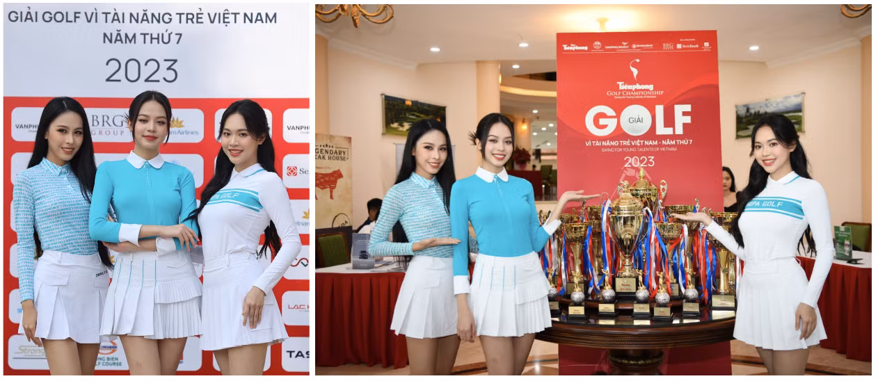 Từ trái qua: Á hậu Ngọc Hằng, Hoa hậu Thanh Thủy, Á hậu Thùy Linh trong trang phục MIPA golf Từ trái qua: Á hậu Ngọc Hằng, Hoa hậu Thanh Thủy, Á hậu Thùy Linh trong trang phục MIPA golf