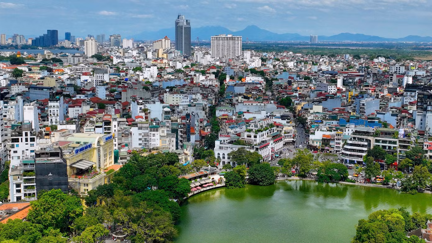 Quảng trường Đông Kinh - Nghĩa Thục nhìn từ trên cao. Ảnh: Như Ý.
