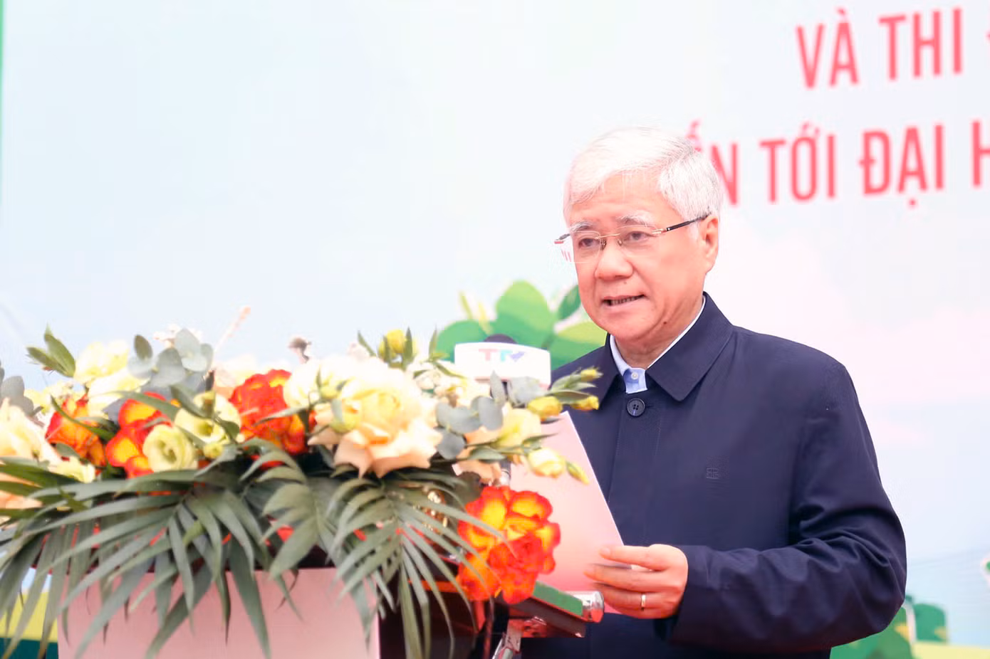 Đồng chí Đỗ Văn Chiến – Ủy viên Bộ Chính trị, Bí thư T.Ư Đảng, Chủ tịch Ủy ban T.Ư Mặt trận Tổ quốc Việt Nam phát biểu tại chương trình.