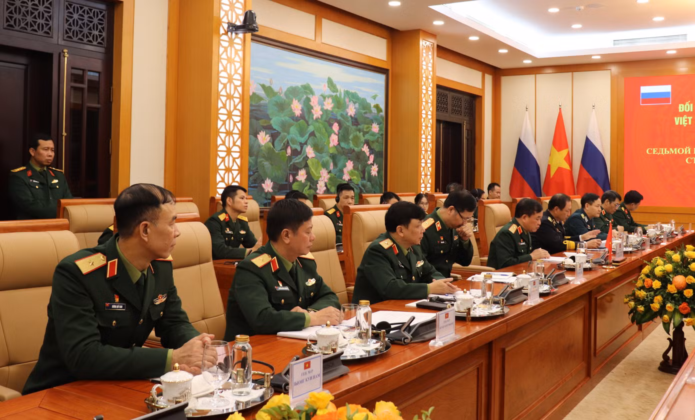 Đoàn đại biểu quốc phòng hai nước tại cuộc đối thoại.