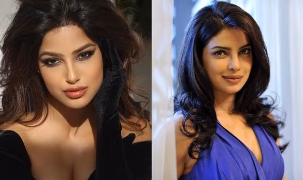 Nhiều người cho rằng Harnaaz thích trang điểm sao cho giống Priyanka. Ảnh: Instagram; IMDb.