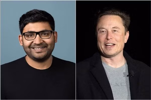 Agrawal (trái) là CEO danh tiếng của Twitter gần 10 năm nay nhưng vừa bị Musk (phải) sa thải. Ảnh: AFP.