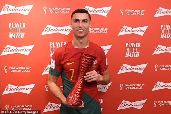 Ronaldo là cầu thủ xuất sắc nhất trận Bồ Đào Nha - Ghana. Ảnh: FIFA via Getty. Ronaldo là cầu thủ xuất sắc nhất trận Bồ Đào Nha - Ghana. Ảnh: FIFA via Getty.