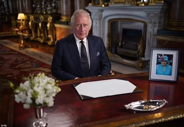 Vua Charles III đã có bài phát biểu đầu tiên gửi tới công chúng. Ảnh: PA.