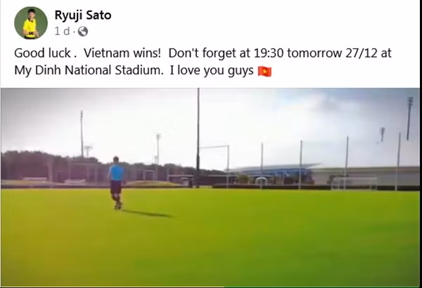 Bài đăng được cho là của ông Sato trước trận đấu. (Ảnh chụp màn hình) Bài đăng được cho là của ông Sato trước trận đấu. (Ảnh chụp màn hình)