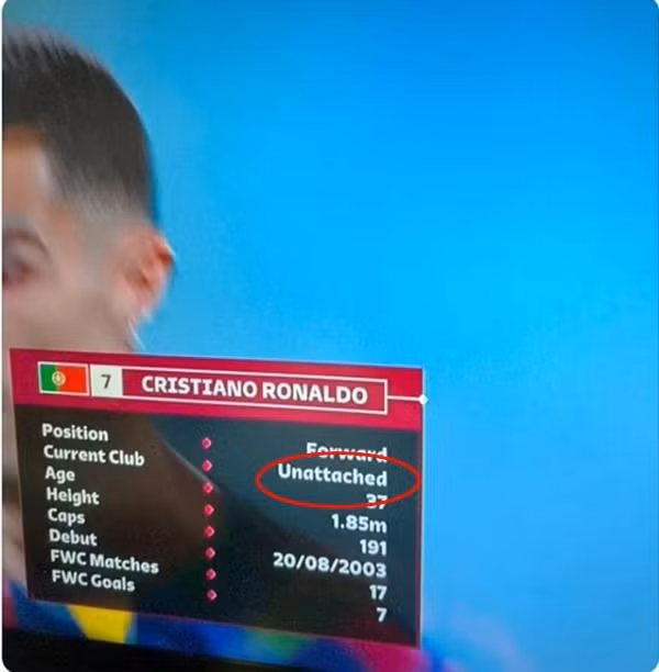 Bảng thông tin về Ronaldo. Ảnh: Twitter. Bảng thông tin về Ronaldo. Ảnh: Twitter.