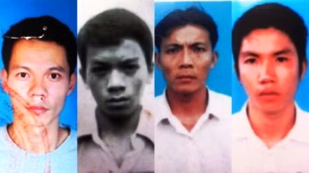 Chiến “lò thiêu” (trái) cùng các đối tượng Hải, Hiếu, Hoàng đang bị công an truy nã. Chiến “lò thiêu” (trái) cùng các đối tượng Hải, Hiếu, Hoàng đang bị công an truy nã