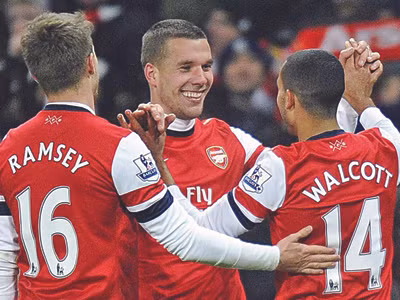 BTC khẳng định những cầu thủ nổi tiếng của Arsenal như Ramsey, Walcott hay Podolsky sẽ có mặt trong chuyến du đấu Việt Nam. ảnh: TELEGRAPH.CO.UK