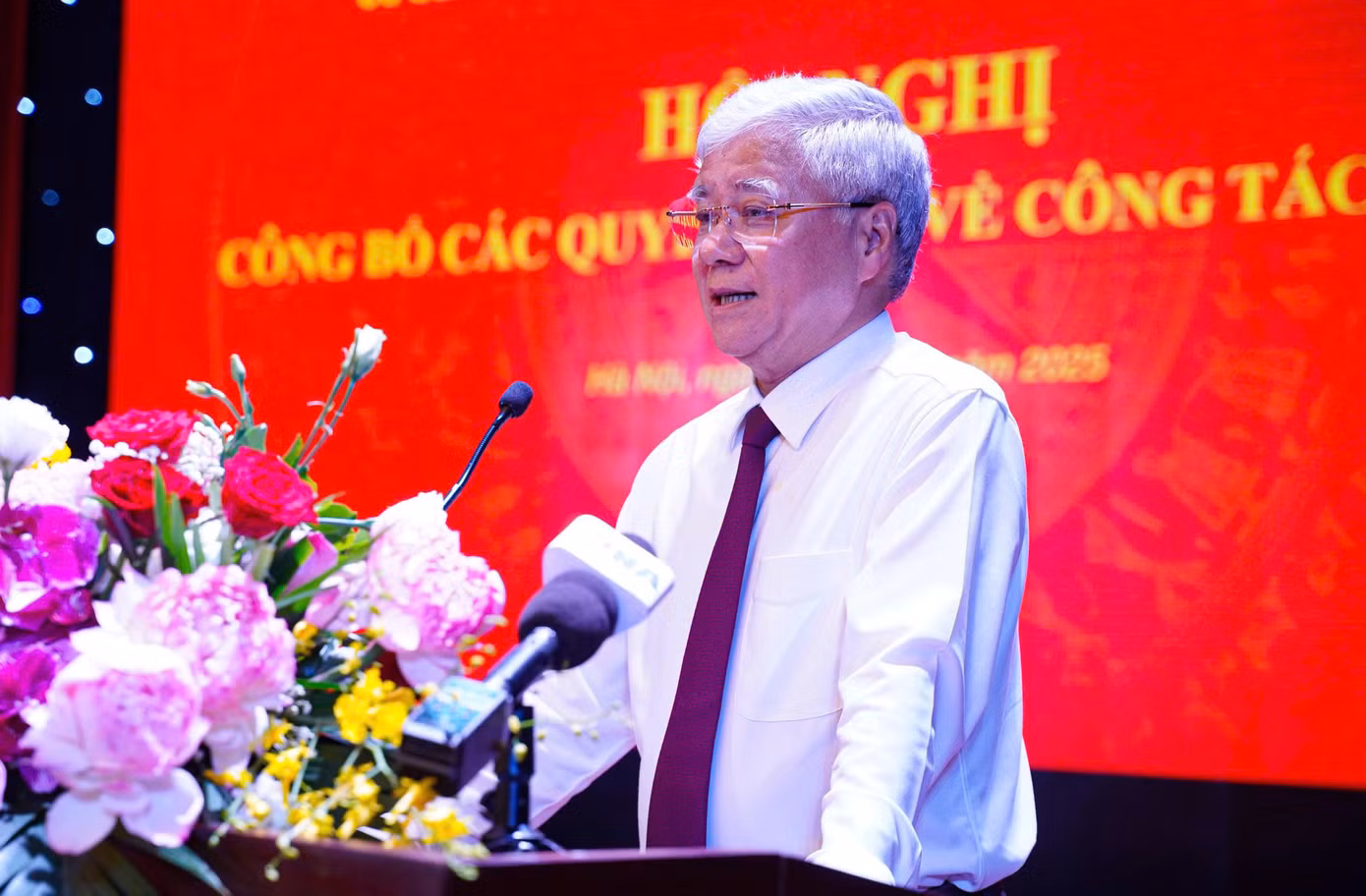 Chủ tịch Ủy ban Trung ương MTTQ Việt Nam Đỗ Văn Chiến phát biểu tại hội nghị. Ảnh: Đức Nguyễn.