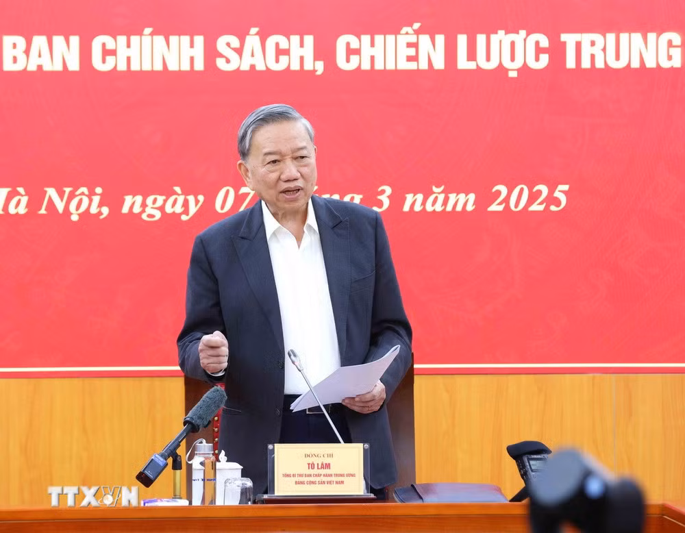 Tổng Bí thư Tô Lâm phát biểu tại buổi làm việc. Ảnh: TTXVN.