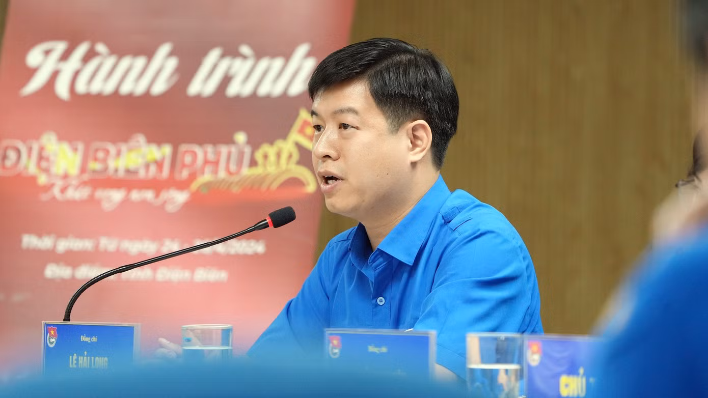 Anh Lê Hải Long - Ủy viên Ban Thường vụ, Trưởng ban Công tác Thiếu nhi Trung ương Đoàn, Phó chủ tịch thường trực Hội đồng Đội Trung ương thông tin tại buổi gặp mặt báo chí. Ảnh: Hoàng Mạnh Thắng