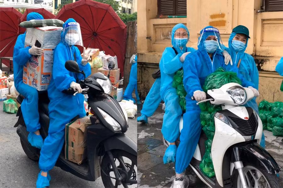 Những chiếc xe đầy ắp hàng hóa, nhu yếu phẩm. Những chiếc xe đầy ắp hàng hóa, nhu yếu phẩm.