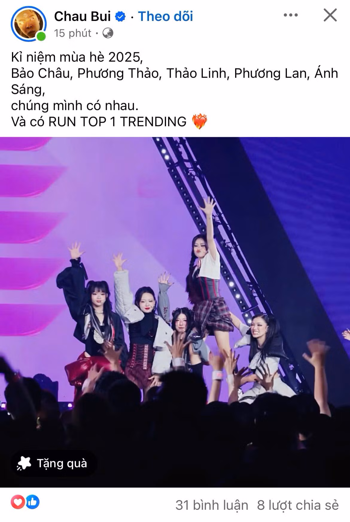 Đội trưởng Châu Bùi hạnh phúc chia sẻ khoảnh khắc này. Đội trưởng Châu Bùi hạnh phúc chia sẻ khoảnh khắc này.