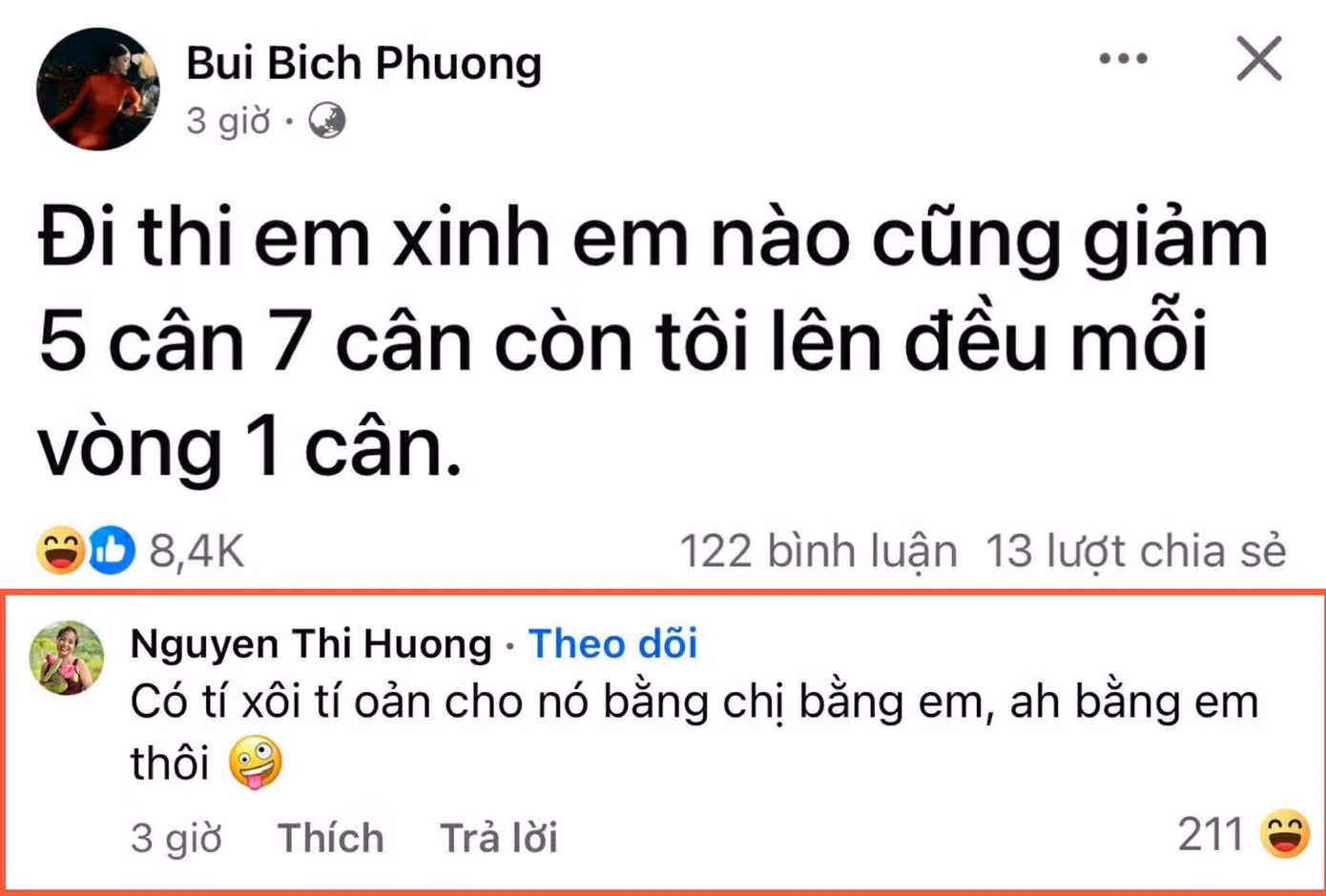 Bình luận của mẹ cô bên dưới càng khiến dân mạng cười nghiêng ngả: "Thế cho bằng chị bằng em". Bình luận của mẹ cô bên dưới càng khiến dân mạng cười nghiêng ngả: "Thế cho bằng chị bằng em".