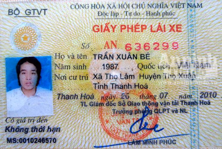 Giấy phép lái xe Hiệp làm giả để 