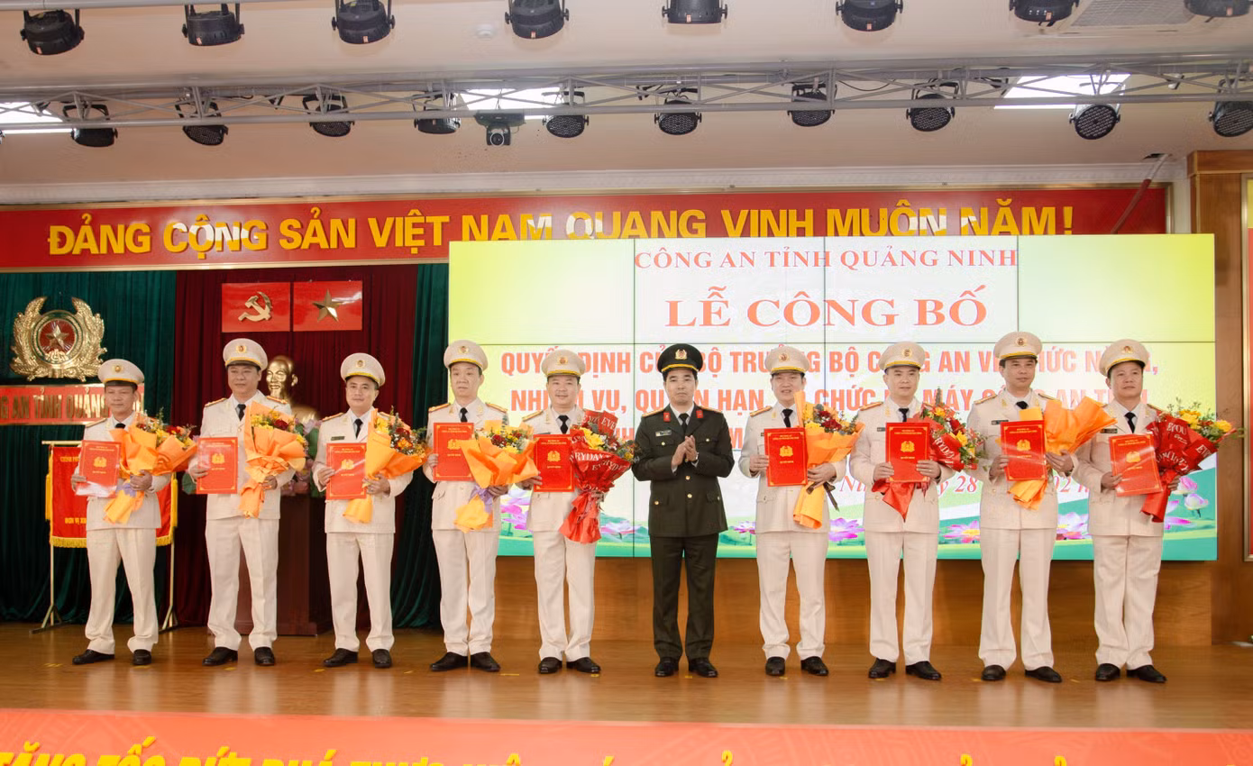 Trao Quyết định của Giám đốc Công an tỉnh về việc điều động lãnh đạo cấp phòng, Công an cấp huyện.