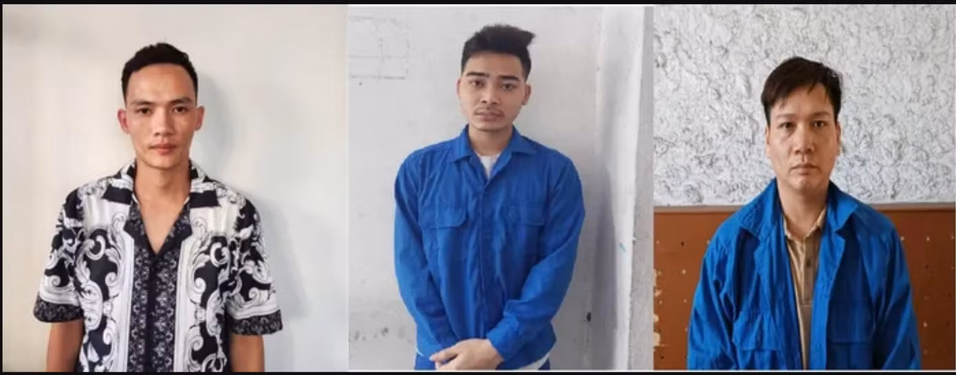 Nhóm đối tượng chính (từ trái qua phải): Nguyễn Văn Đại, Hồng Tuấn Thành và Lê Bá Toàn. Nhóm đối tượng chính (từ trái qua phải): Nguyễn Văn Đại, Hồng Tuấn Thành và Lê Bá Toàn.