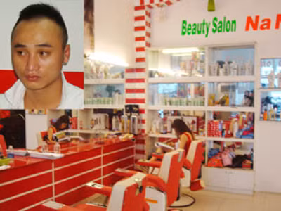 Trần Văn Hưng và tiệm cắt tóc gội đầu trá hình Na Nô. (Ảnh do cơ quan công an cung cấp) 