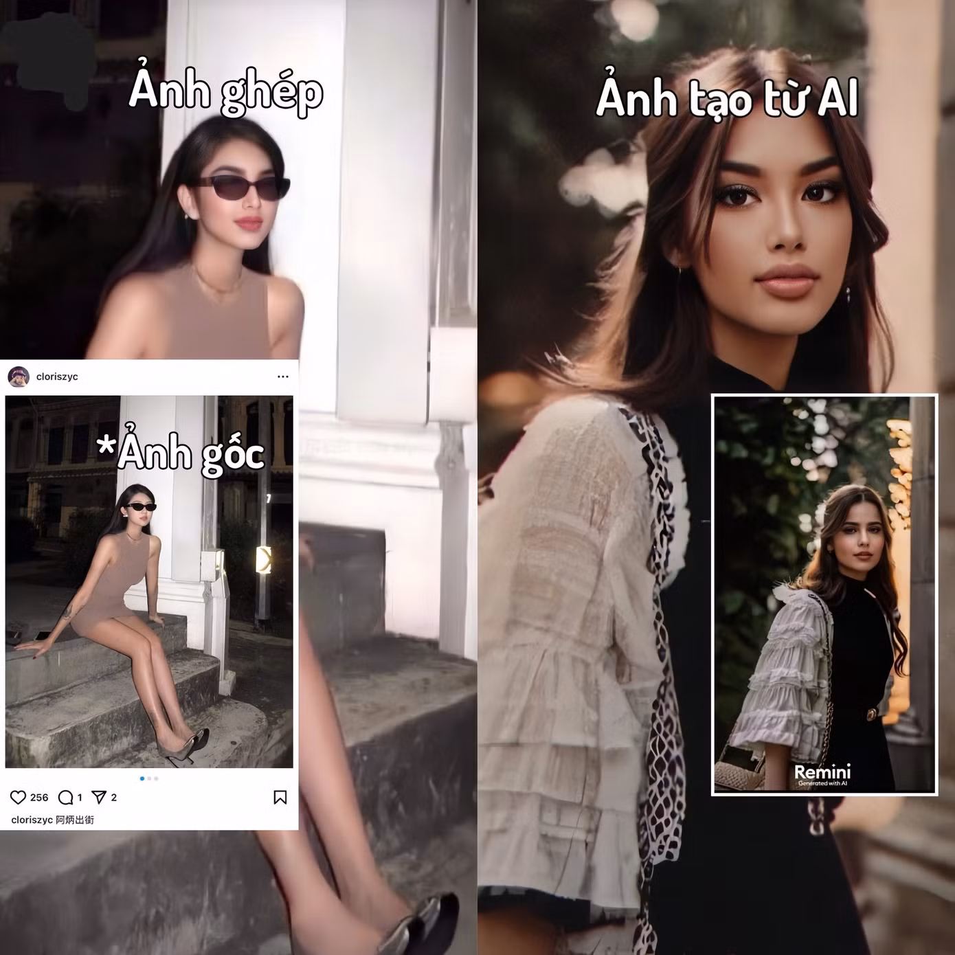 Nhiều hình do Bivi Vũ đăng tải trước đó bị cư dân mạng "soi" giống với các hình ảnh trên mạng, chỉ khác mỗi khuôn mặt.