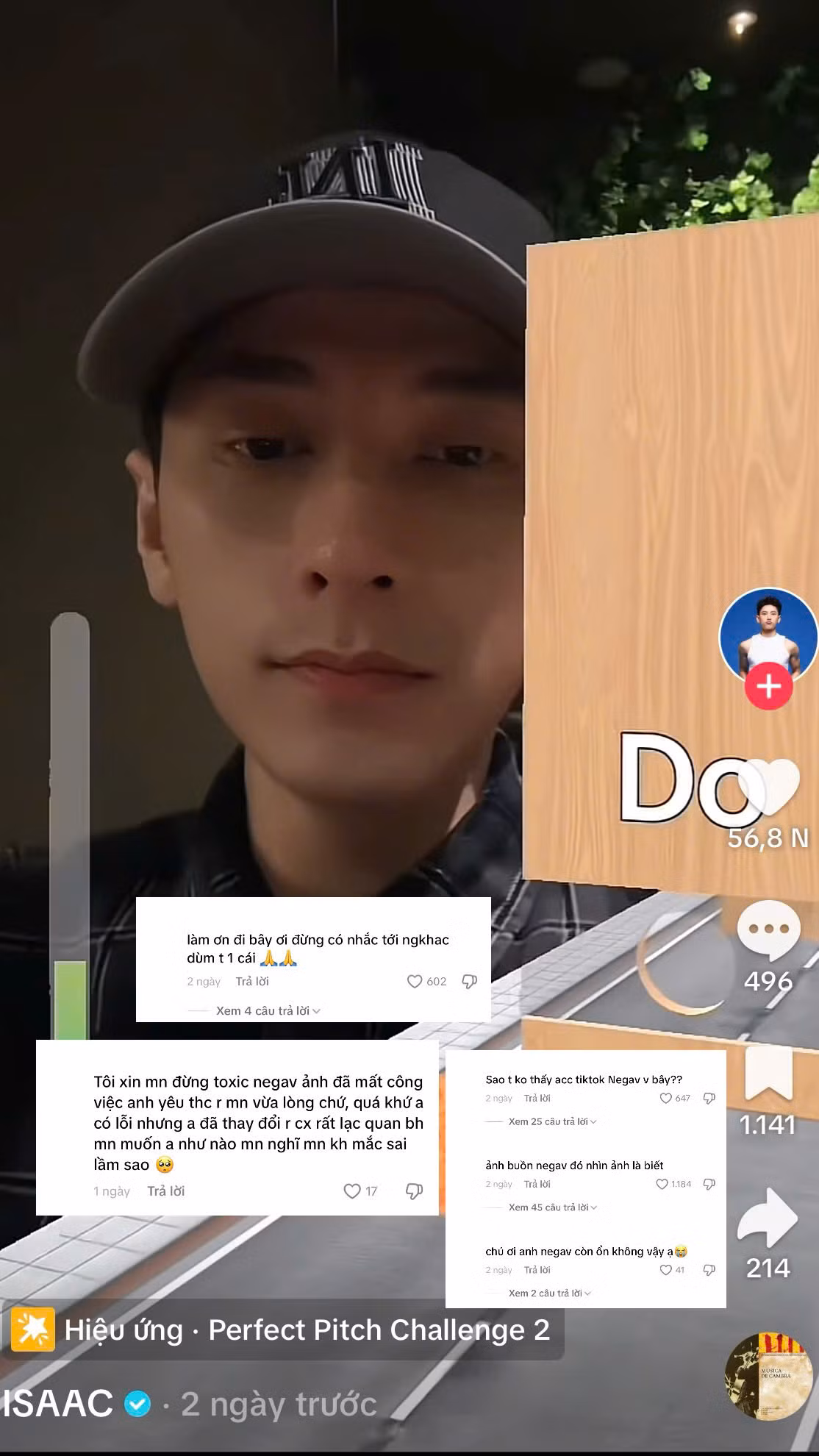 Trên trang TikTok của Isaac cũng xuất hiện bình luận về Negav. Trên trang TikTok của Isaac cũng xuất hiện bình luận về Negav.
