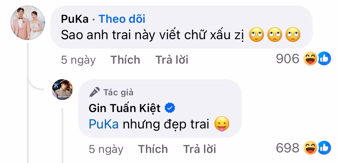 Puka rất chăm tương tác, nhắn nhủ chồng trên trang cá nhân.