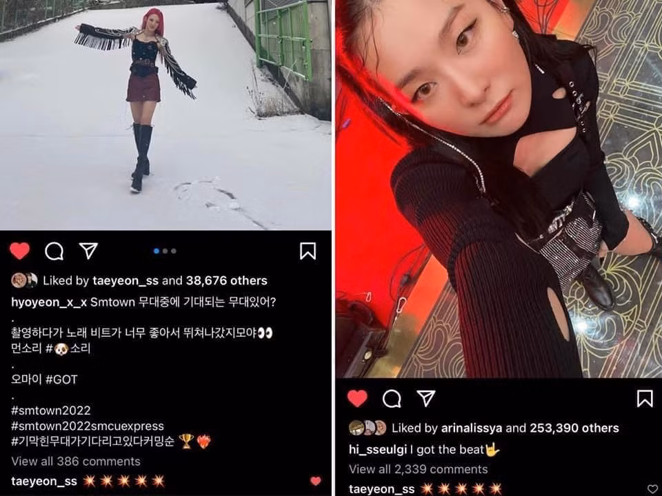 Hoyeon (SNSD) và Seulgi đăng tải hình ảnh 'thả thính'.