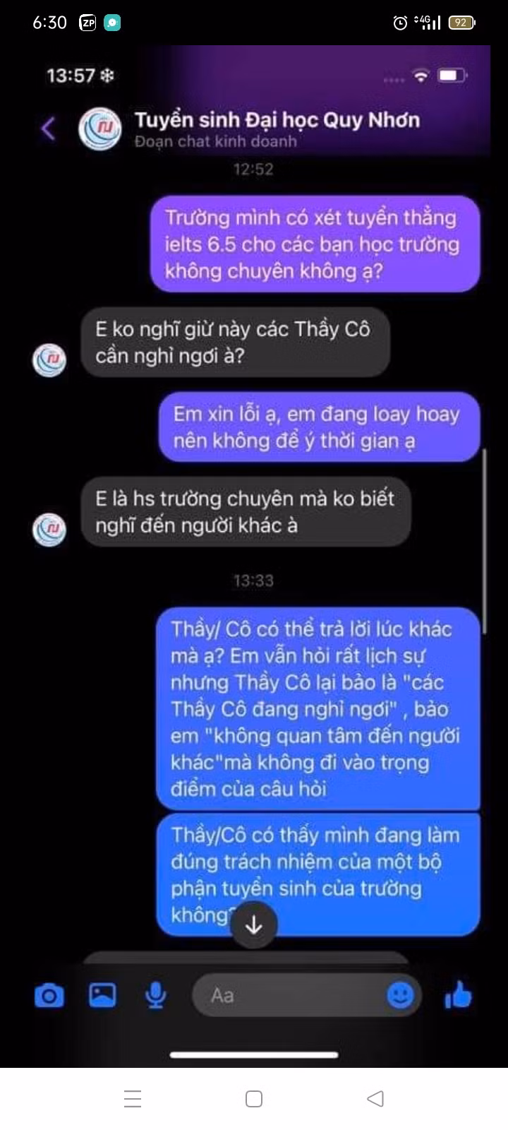 Hình ảnh cuộc trò chuyện được chia sẻ trên mạng xã hội. Ảnh: Chụp màn hình Hình ảnh cuộc trò chuyện được chia sẻ trên mạng xã hội. Ảnh: Chụp màn hình