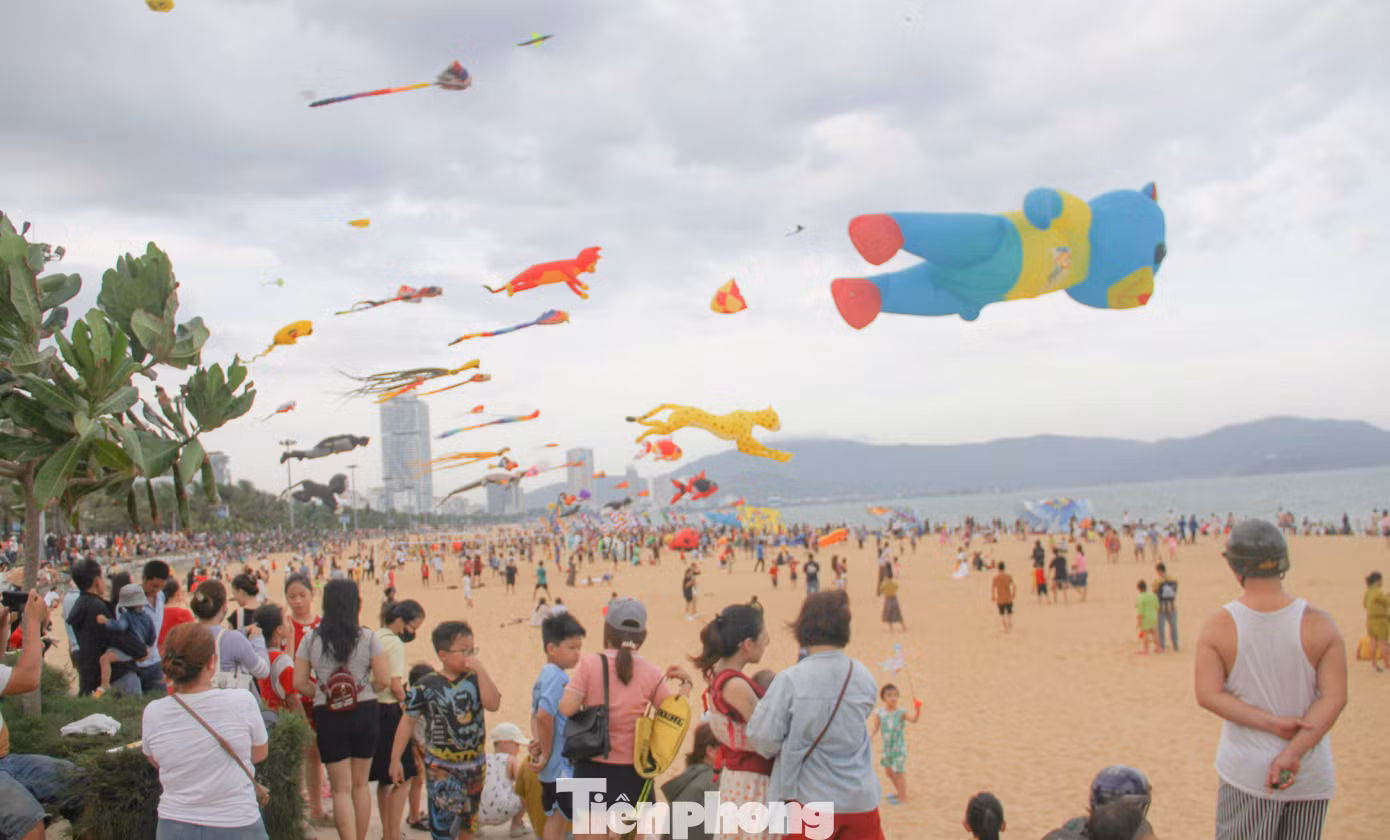 Rất đông người dân và du khách đổ về bãi biển Quy Nhơn nhìn ngắm hàng trăm con diều với tạo hình độc đáo bay trên bầu trời. Ảnh: Trương Định. Rất đông người dân và du khách đổ về bãi biển Quy Nhơn nhìn ngắm hàng trăm con diều với tạo hình độc đáo bay trên bầu trời. Ảnh: Trương Định.
