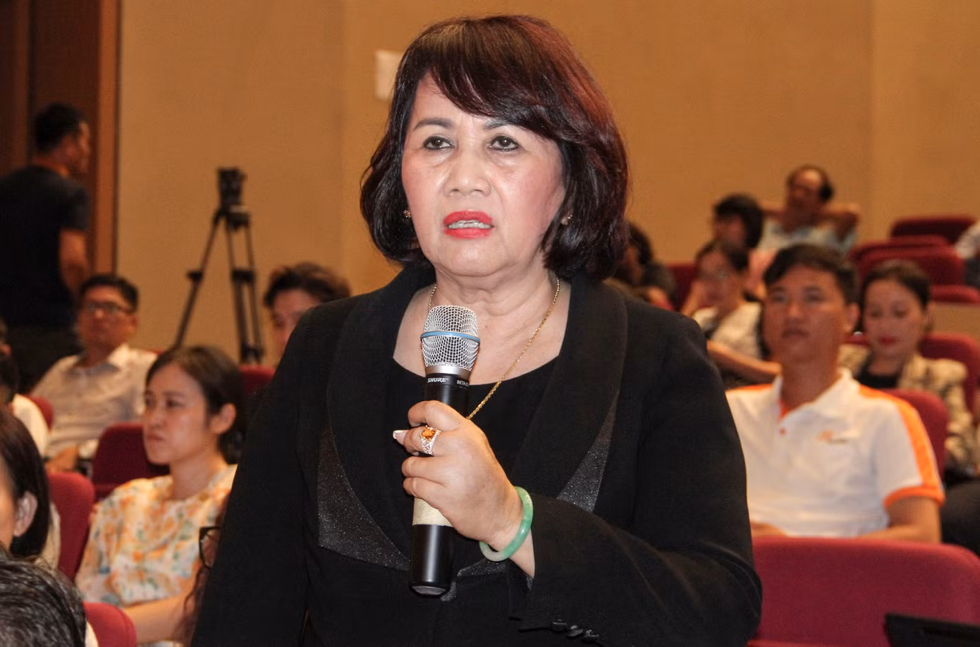 Bà Đồng Thị Ánh nêu kiến nghị. Ảnh: Trương Định.