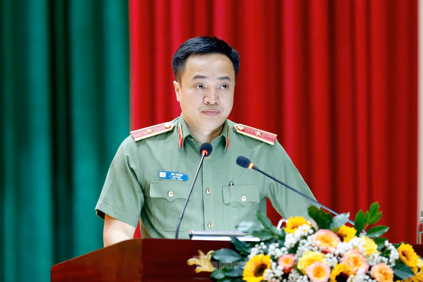 Thiếu tướng Mai Hoàng phát biểu tại lễ công bố. Ảnh: H.T. Thiếu tướng Mai Hoàng phát biểu tại lễ công bố. Ảnh: H.T.