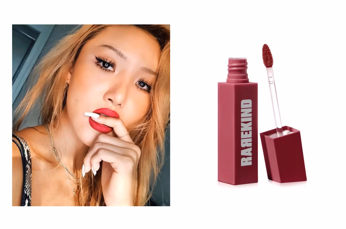 Hawasa là fan của chiếc son môi màu đỏ rực Overmsmudged Lip Tint.