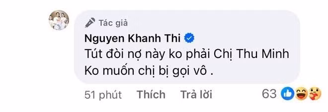Khánh Thi vội lên tiếng minh oan cho Thu Minh.