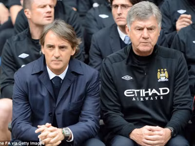 Roberto Mancini (trái) không còn cơ hội ở lại Manchester City?. Ảnh: GETTY IMAGES