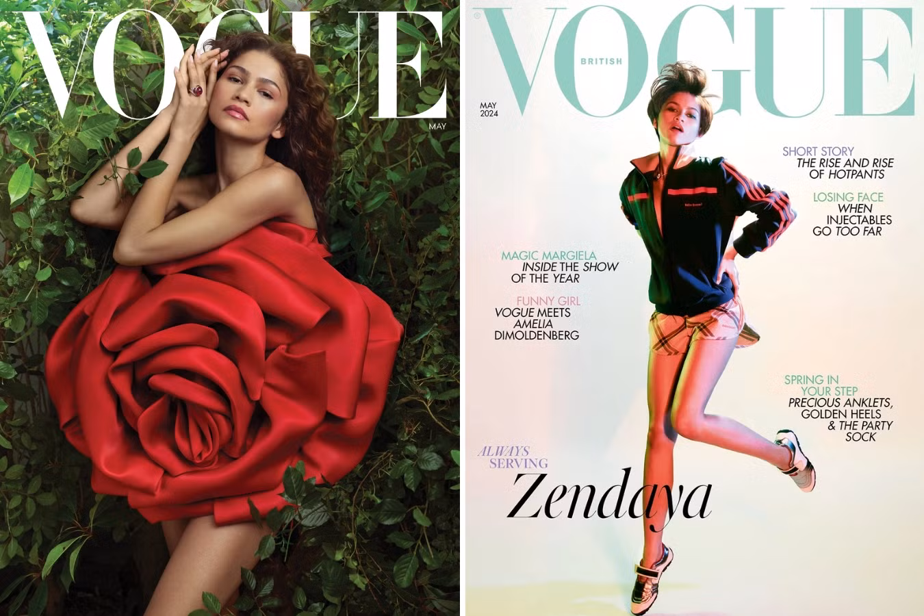 Hai trang bìa Vogue Anh và Mỹ tháng 5 đều ưu ái dành cho Zendaya.