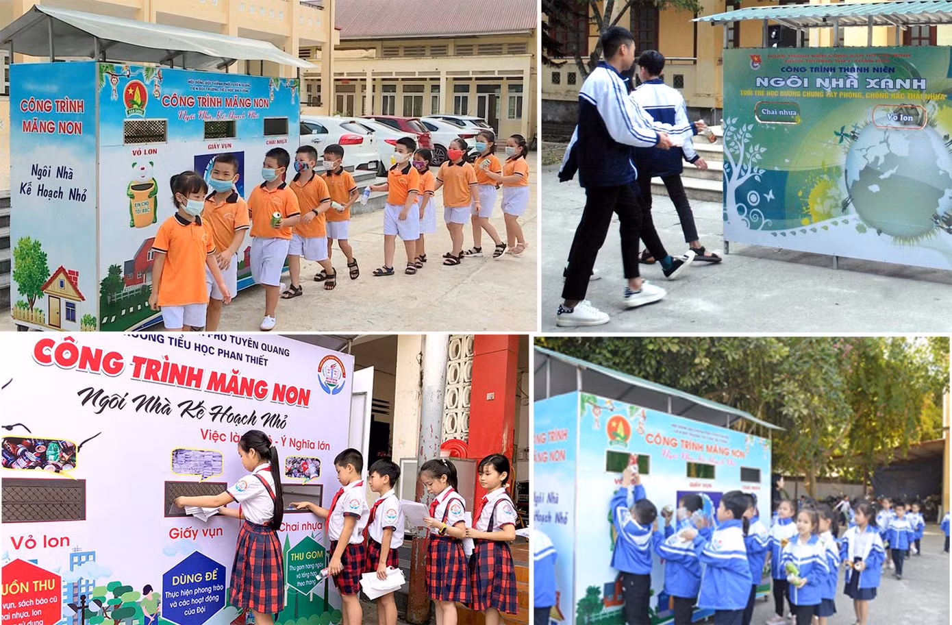 283/283 Liên đội xây dựng ngôi nhà “Kế hoạch nhỏ”; 31/31 Đoàn trường xây dựng “Ngôi nhà xanh”. Ảnh: TĐTQ