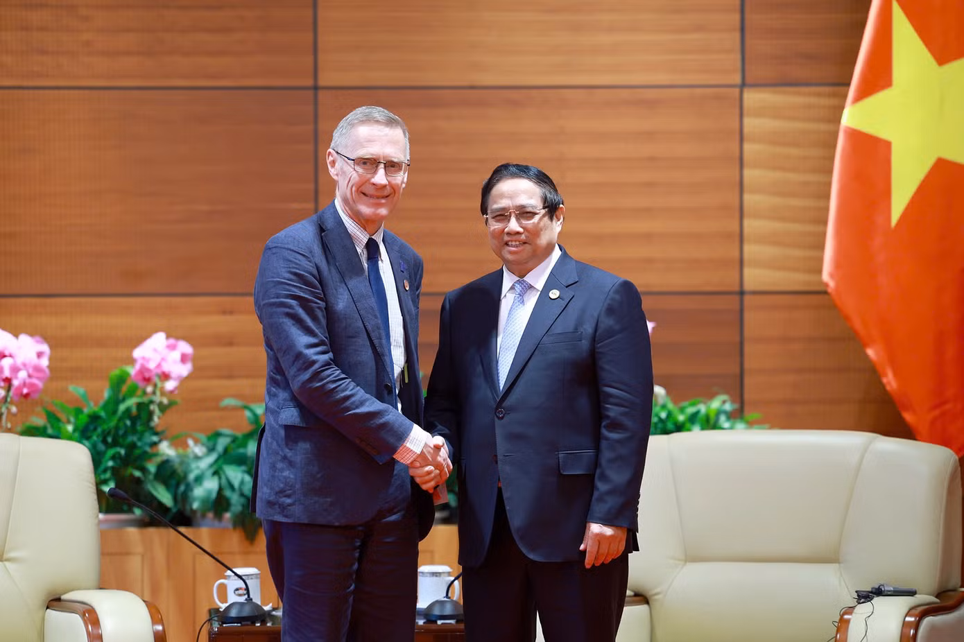 Thủ tướng Phạm Minh Chính tiếp Phó Chủ tịch IFAD Donal Brown ngày 17/4. Ảnh: VGP Thủ tướng Phạm Minh Chính tiếp Phó Chủ tịch IFAD Donal Brown ngày 17/4. Ảnh: VGP