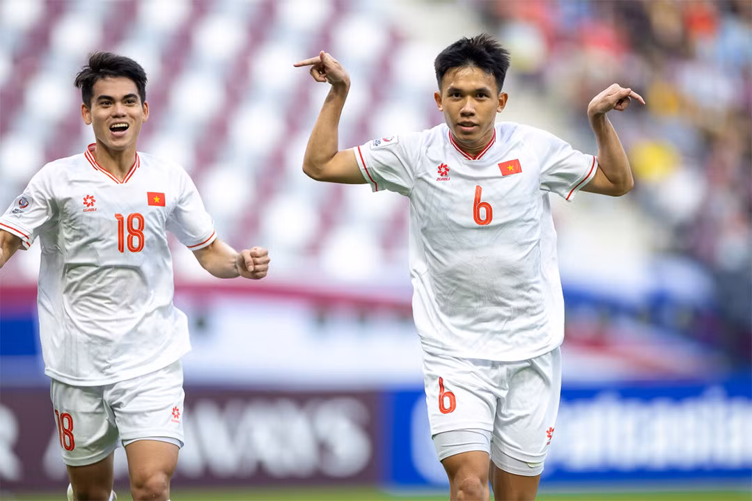 U23 Việt Nam chính thức giành quyền vào tứ kết AFC U23 Asian Cup 2024 sớm 1 lượt đấu. (Ảnh: AFC)