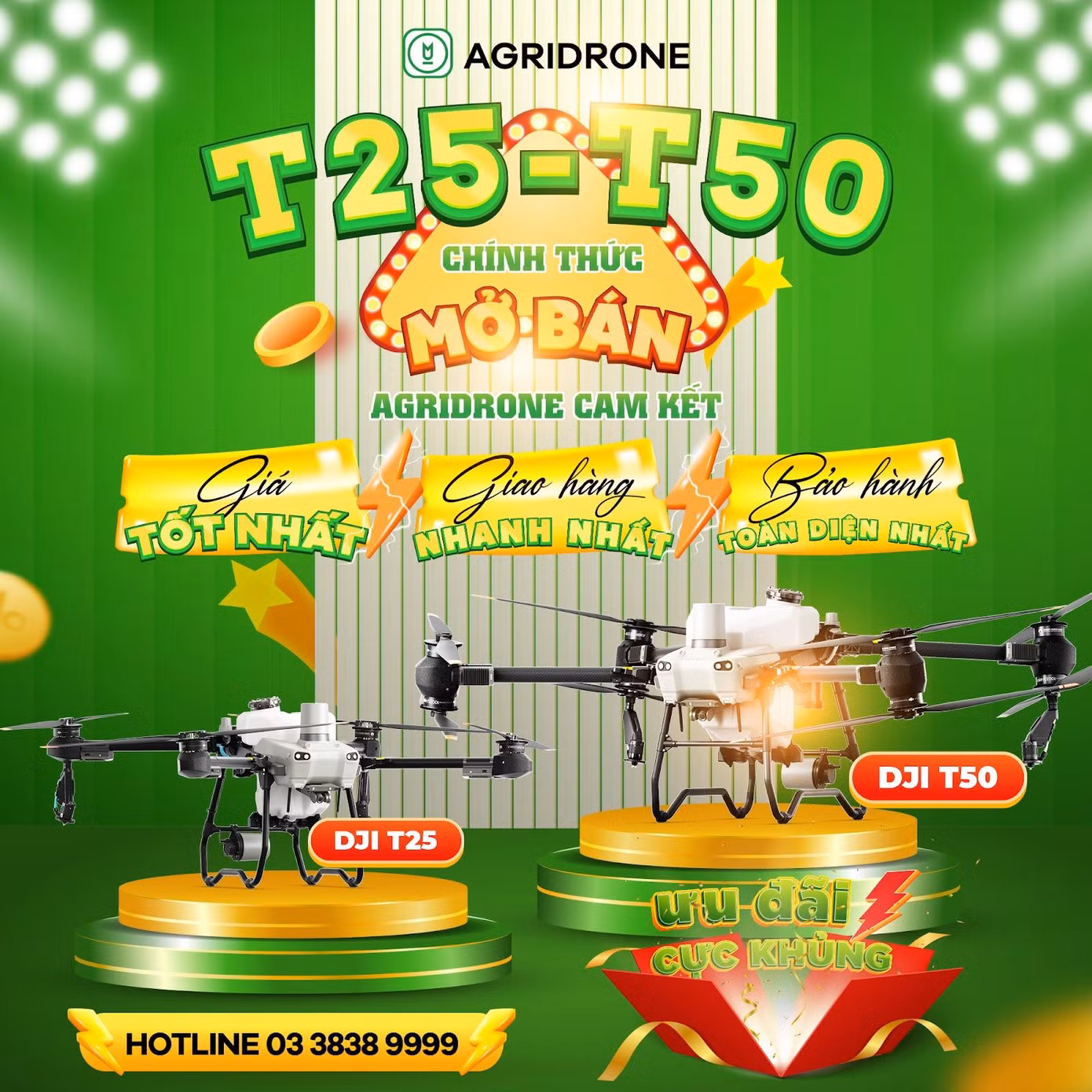 Ưu đãi lớn dành cho máy bay T25 và T50 chỉ có tại AgriDrone.